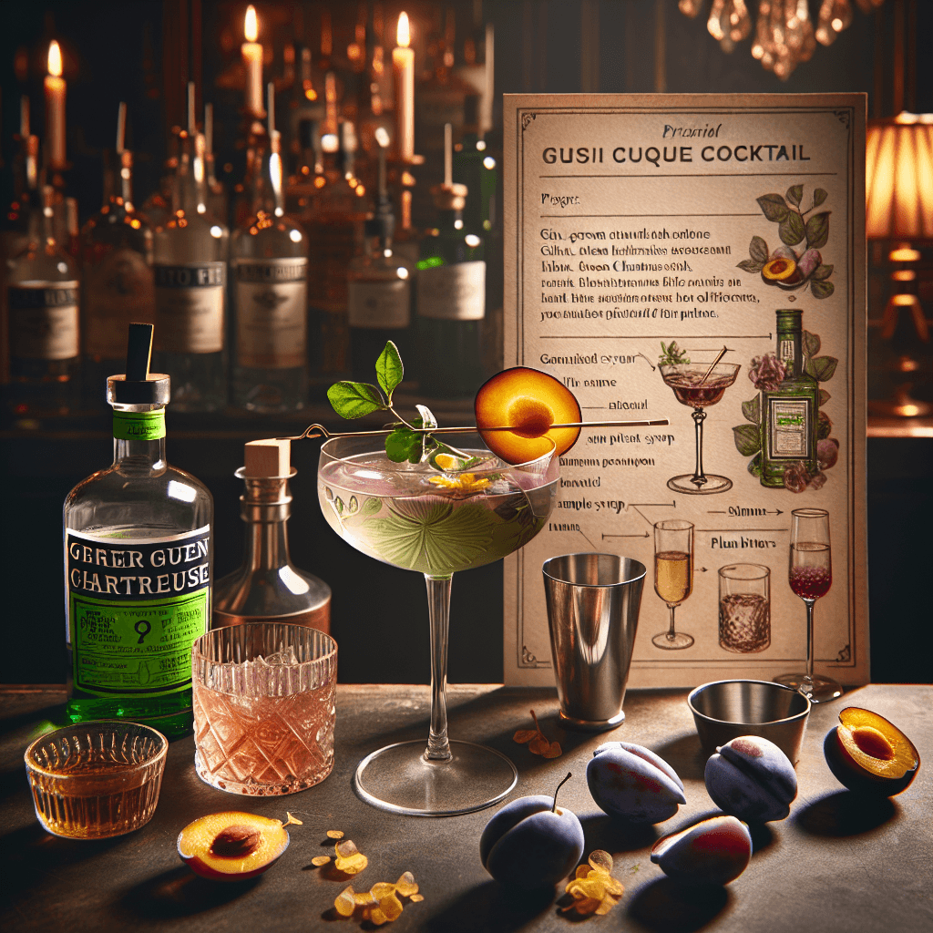 Plum Enchantment, Sophisticated cocktail with green chartreuse, gin ...