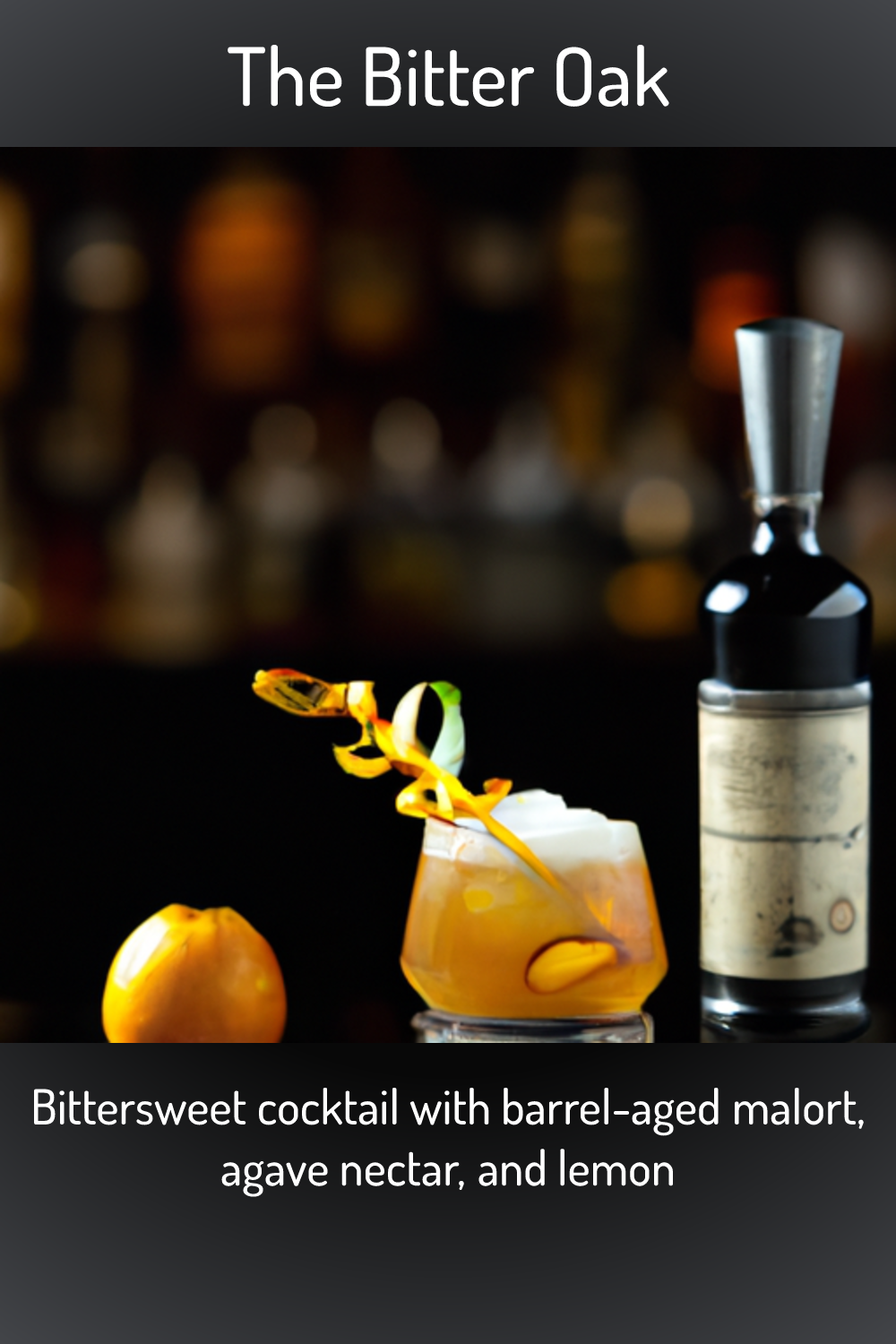 The Bitter Oak, Bittersweet Cocktail With Barrel-aged Malort, Agave 