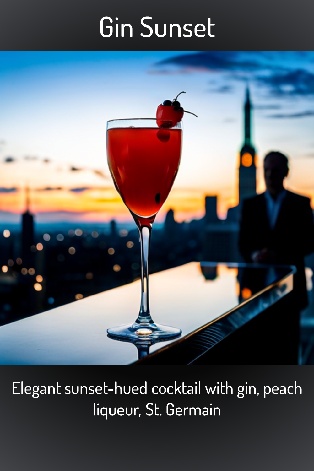 Gin Sunset, Elegant sunset-hued cocktail with gin, peach liqueur, St ...