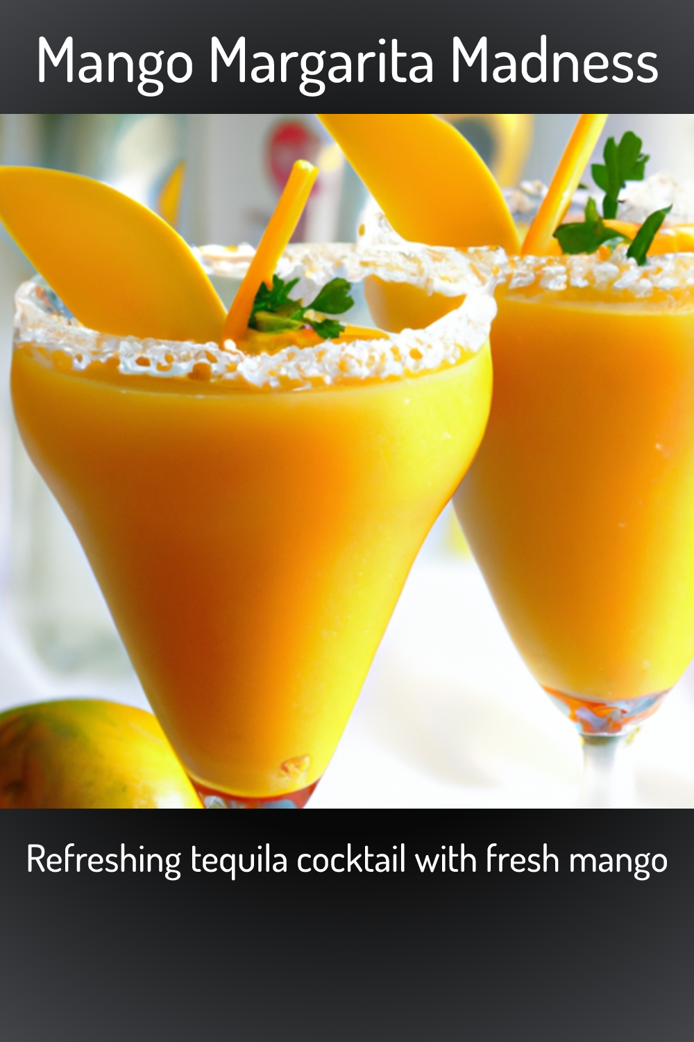 Mango Margarita Madness, Refreshing tequila cocktail with fresh mango 