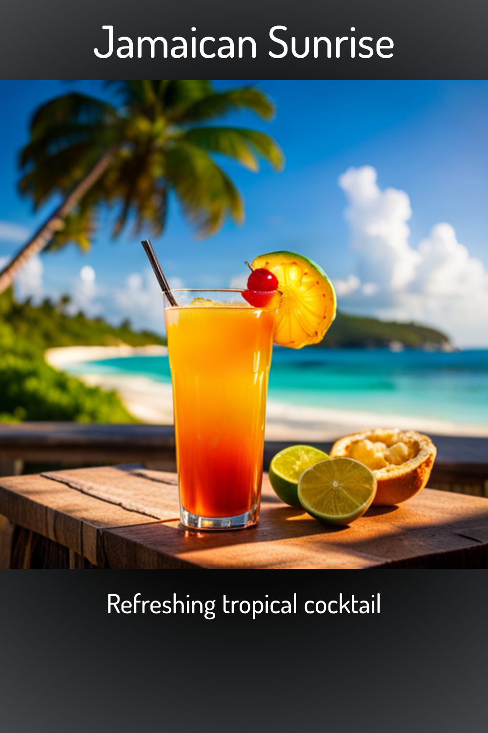 Jamaican Sunrise, Refreshing tropical cocktail