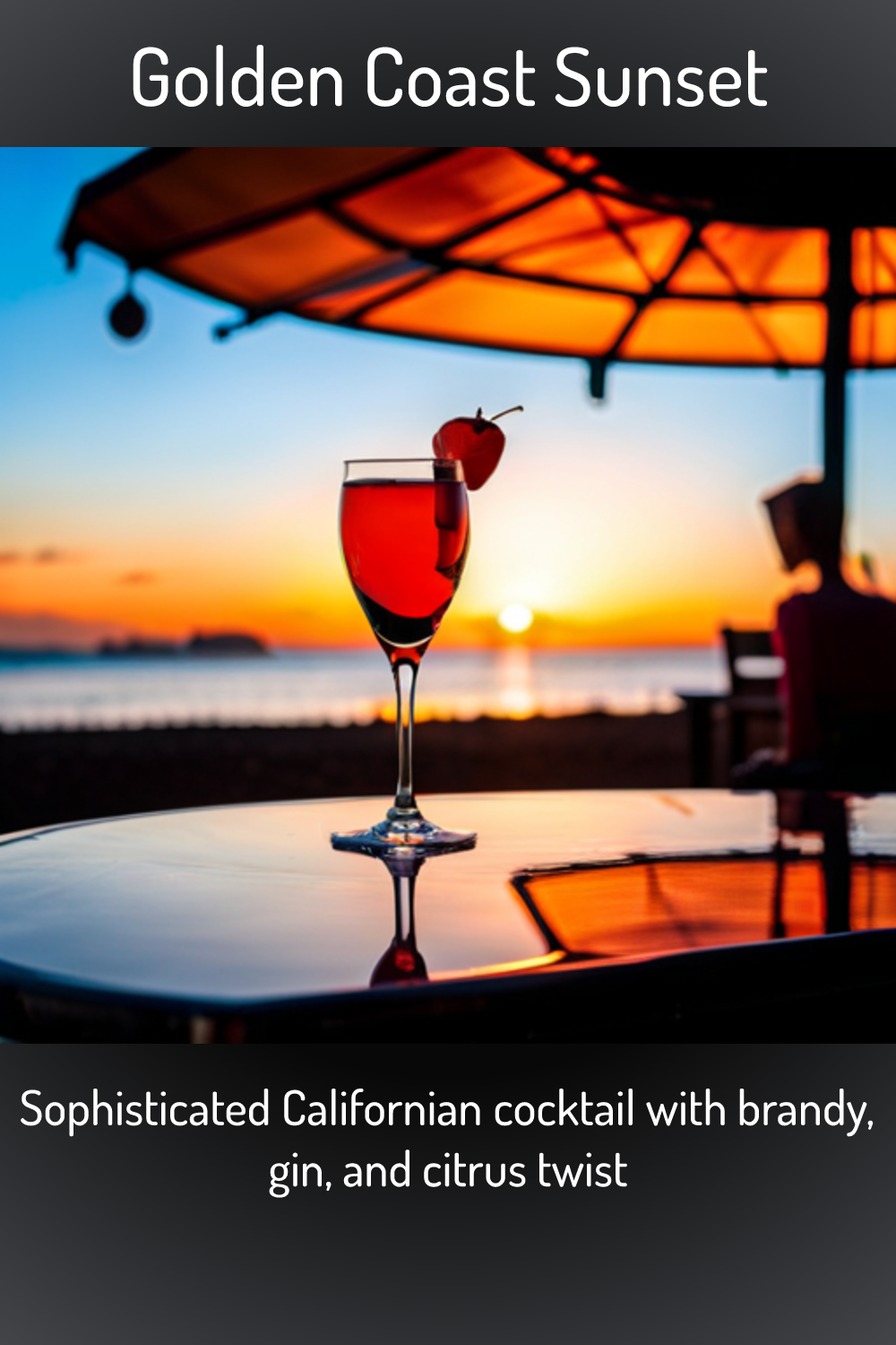 Golden Coast Sunset Sophisticated Californian Cocktail With Brandy Gin And Citrus Twist