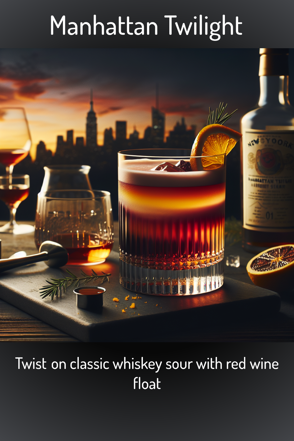 Manhattan Twilight Twist On Classic Whiskey Sour With Red Wine Float 2060