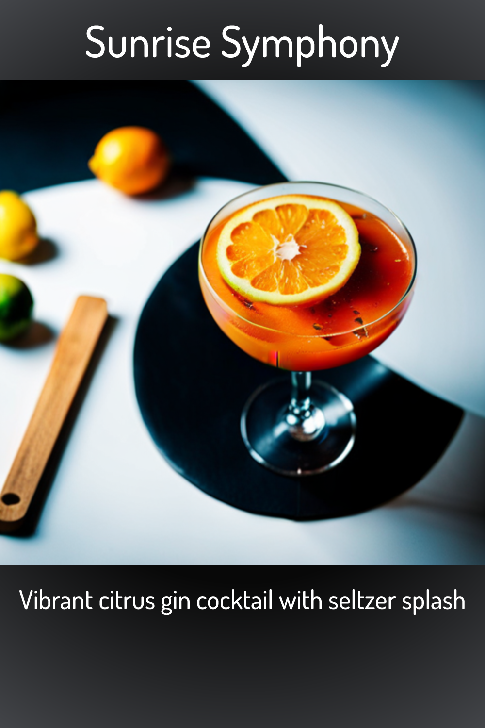 Sunrise Symphony, Vibrant citrus gin cocktail with seltzer splash