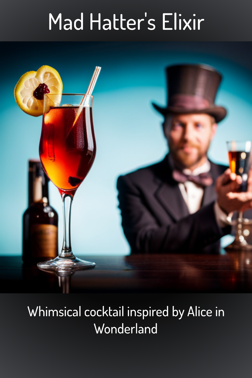 Mad Hatter's Elixir, Whimsical cocktail inspired by Alice in Wonderland